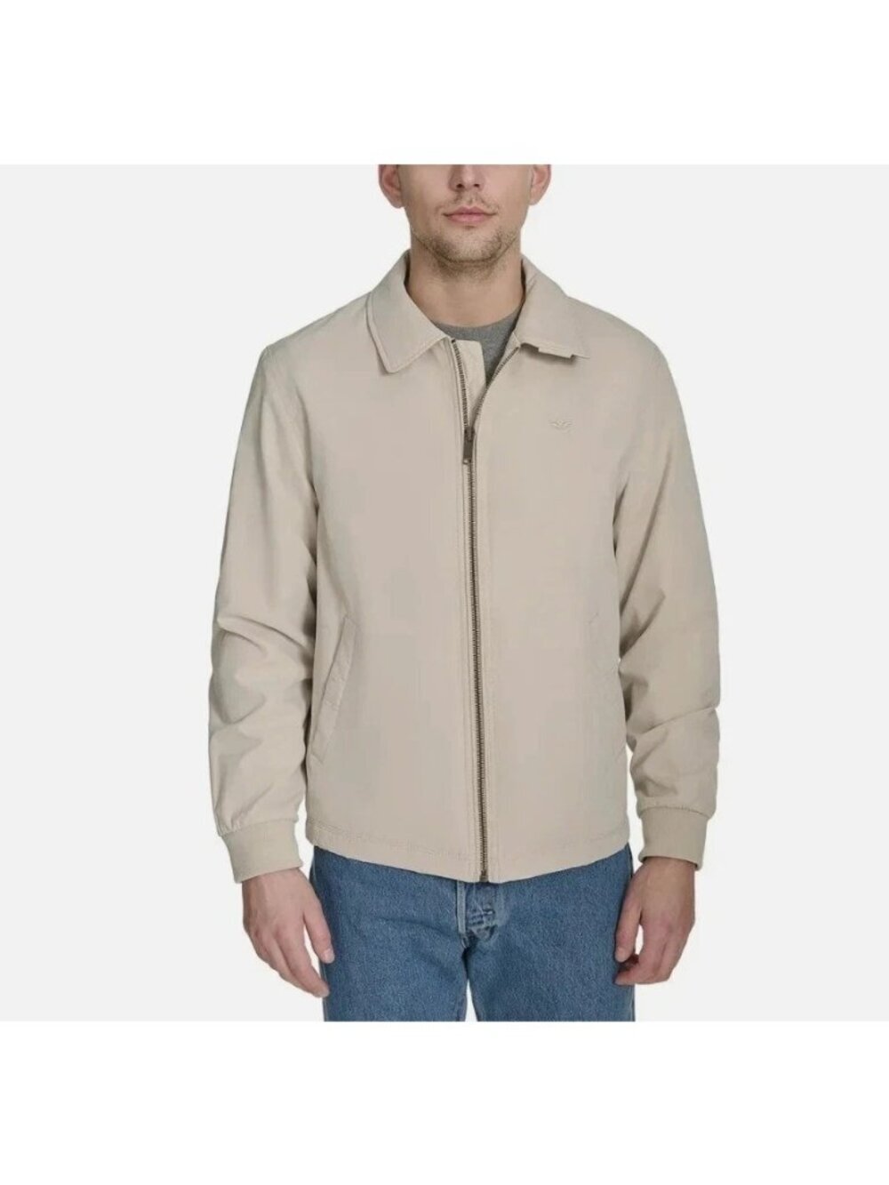 Dockers Men's M Beige Lightweight Zip-Up Jacket Classic Fit L1618